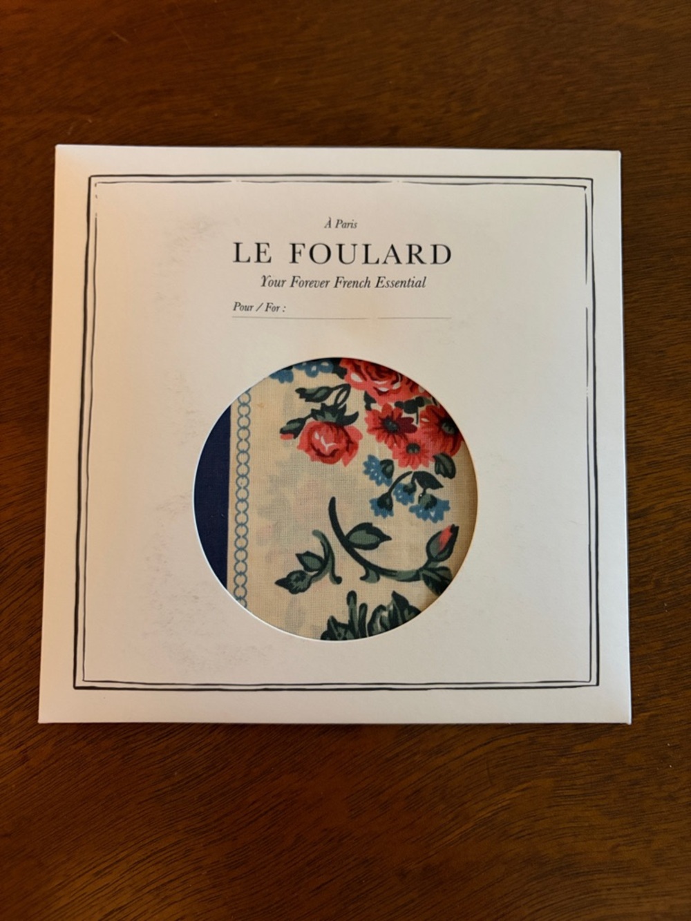 Sezane Floral Silk Scarf in Cream, Red, Blue